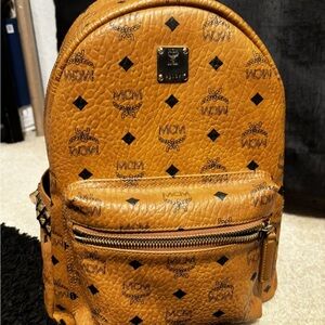 MCM Cognac Visetos Monogram Leather Backpack